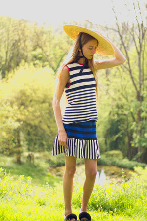 Striped Frill Mini Skirt