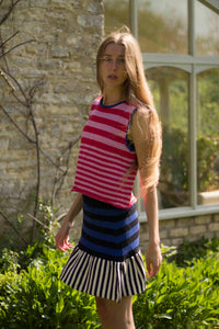 Striped Frill Mini Skirt